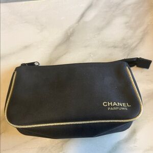CHANEL Parfums Black Toiletry Bag with Gold Trim unisex